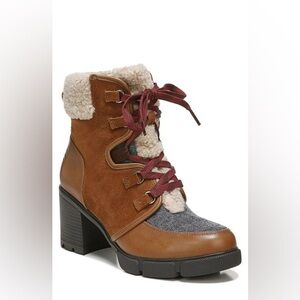 Myla Womens Leather Combat & Lace-Up Boots Brown Tan Suede NWOB Faux Fur